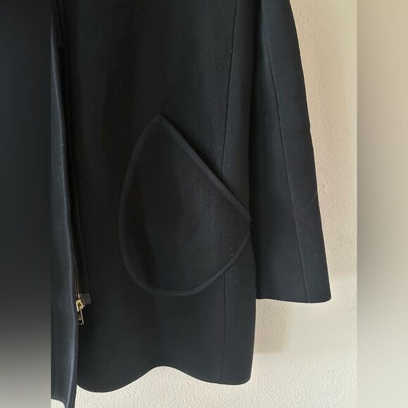 J Crew Black Double Cloth Cocoon Patch Pocket Peacoat Wool Blend Coat Size 8 - Picture 5 of 12